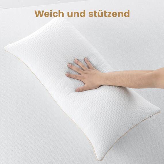 BedStory Kopfkissen 40x80 2er Set mit abziehbarem Bambusfasern Bezug, Antimilben und antibakteriell Kissen aus 950g x 2 Mikrofasern, hypoallergen bequemes Weiches und atmungsaktives Kissen