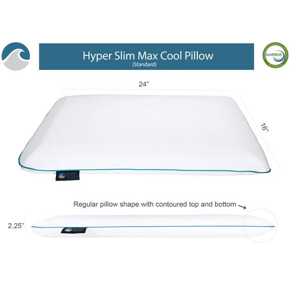 Bluewave Bedding Kissen, schmal, superdünn, mit Gel-Infused Memory Foam Kissen Ultra Slim (Plush) blau
