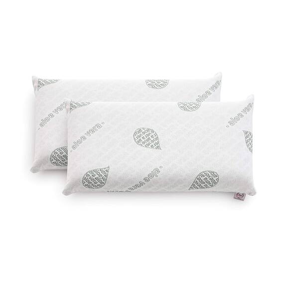 Textilhome – Viskoelastisches Kopfkissen 70x36x12 cm | Ergonomisches Nackenstützkissen mit 100% Viscoschaumkern, Aloe Vera Bezug, Doppelbezug mit Reißverschluss. 2er Set