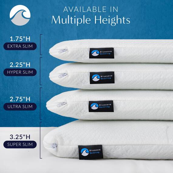 Bluewave Bedding sehr flaches Hyper Slim Gel-Memoryschaum-Kissen für Bauch- und Rückenschläfer, niedriges, flaches Design für Halswirbelsäulenausrichtung, tieferen Schlaf, 5,7 cm hoch, Kingsize-Größe