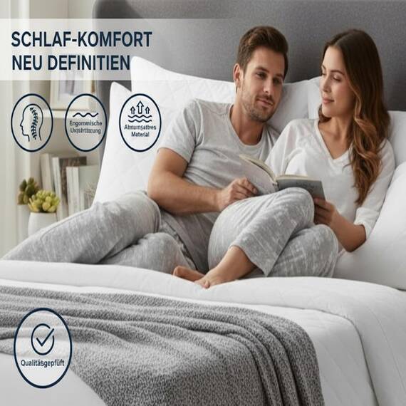 Adam Home Gesteppt Kissen 4er-Pack (40x80cm) kopfkissen in Hotelqualität, Seitenschläfer-Pillows for Sleeping, schnell zurückfedernde, staubdichte, hochwertig gefüllte Pillow