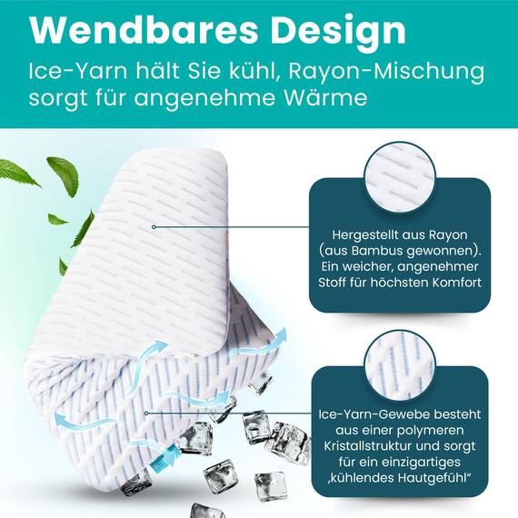 BLISSBURY Kühlendes superdünnes Kissen zum Schlafen, flaches Kissen für Bauchschläfer und Rückenschläfer, kühlendes Memory-Schaum, Abnehmbarer Cool-to-Touch-Kissenbezug, 8,4 cm
