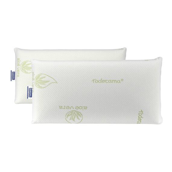 Todocama - Viskoelastisches Kissen, kompakter Kern. Doppelter Bezug mit Reißverschluss. Aloe Vera Plus-Gewebe. Thermoregulierbar an den Hals. (2 X 70 cm)