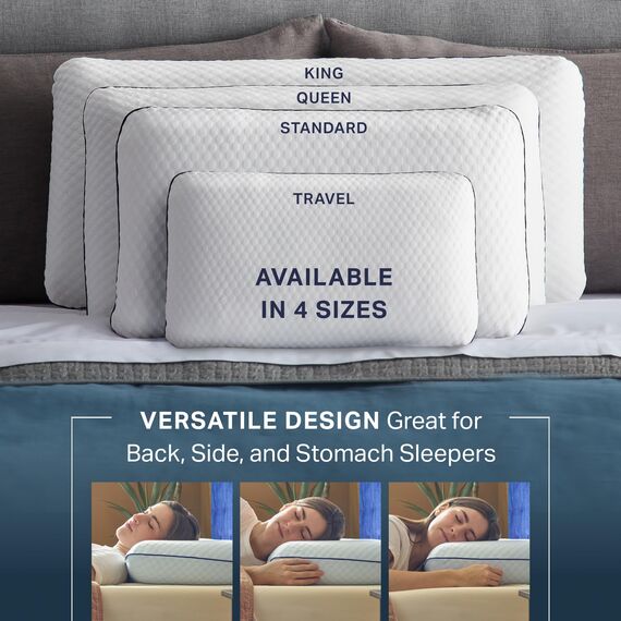 LUCID WEEKENDER Ventilated Gel Memory Foam Pillow - Washable Cover - Standard Size