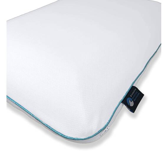Bluewave Bedding Superdünnes CarbonBlue Max Cool Gel Memory Foam Kissen für Bauch und Rückenschläfer – dünnes, flaches Design für HalswirbelHalsausrichtung und tieferen Schlaf (8,25 cm Höhe,