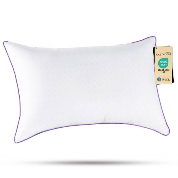JOLLYVOGUE Pillows King Size Set of 1, Washable Supportive Single Bed Pillow with Super Soft Down Alternative Fill, Luxury Fluffy Hotel Quality for Side , Back and Stomach Sleepers