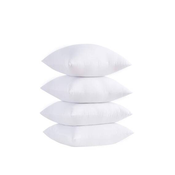 Acanva Kisseneinsätze Dekorativer, weich, hypoallergen, Polyester, quadratisch, Euro-Kissenfüller, Weiß, 4 Count (Pack of 1), 4