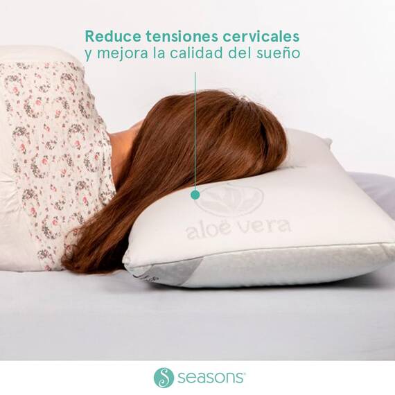 SEASONS – Packung mit 2 viskoelastischen Kissen, 75 cm, milben- und bakterienhemmend, Stoff mit Silberfaden und Aloe Vera, doppelter Bezug, Behandlung mit Ozonreinigung
