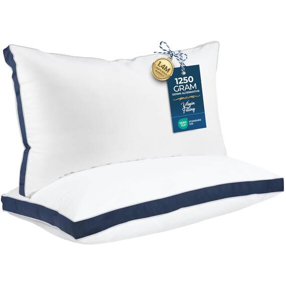 Utopia Bedding Bettkissen zum Schlafen King Size (Marineblau), 2er-Set, kühlende Hotelqualität, Zwickelkissen für Rücken-, Bauch- oder Seitenschläfer