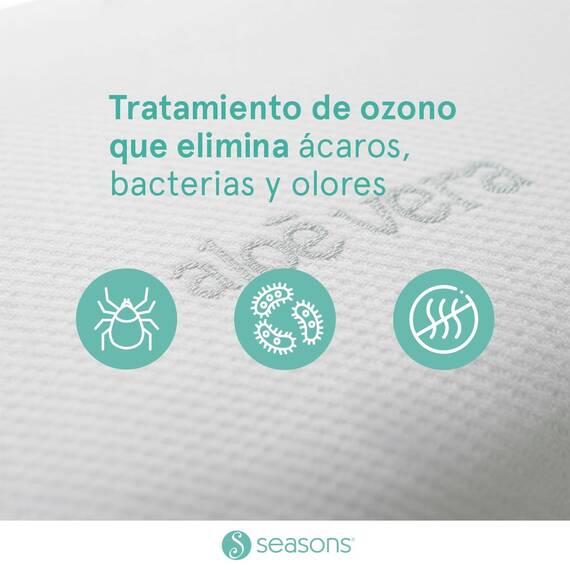 SEASONS – Packung mit 2 viskoelastischen Kissen, 75 cm, milben- und bakterienhemmend, Stoff mit Silberfaden und Aloe Vera, doppelter Bezug, Behandlung mit Ozonreinigung