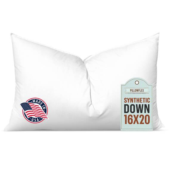 Pillowflex Synthetic Down Pillow Insert for Sham Aka Faux/Alternative (16 Inch by 20 Inch)