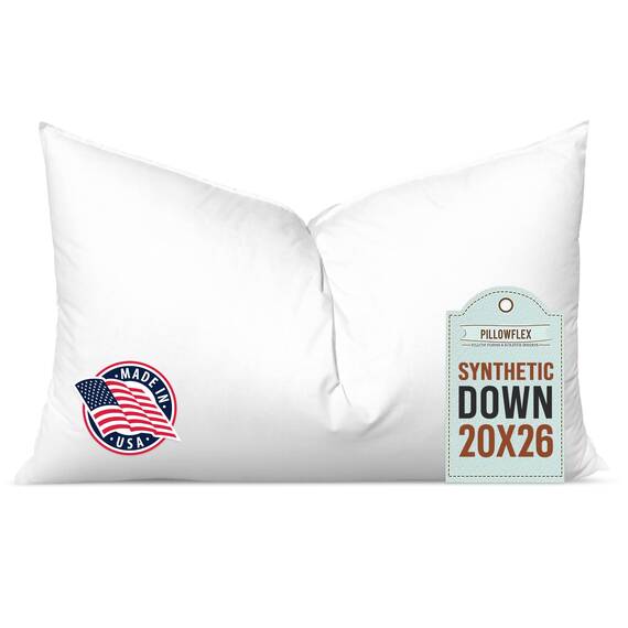 Pillowflex Synthetisches Daunenkissen-Einsatz – 50,8 x 66 cm Daunen-Alternativkissen, ultraweiches Körperkissen, großes Standard-Körperbett-Schlafkissen – 1 dekorative Kissenform