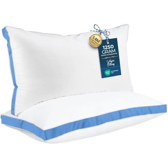 Utopia Bedding Bettkissen zum Schlafen King Size (blau), 2er-Set, kühlende Hotelqualität, Zwickelkissen für Rücken-, Bauch- oder Seitenschläfer