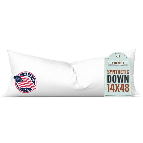 Pillowflex Synthetische Daunenkissen, 35,6 x 121,9 cm, Daunen-Alternativkissen, ultraweich, groß, rechteckig, Körperschlafkissen, Lendenwirbelsäule, lang, Rücken, 1 dekoratives Kissen