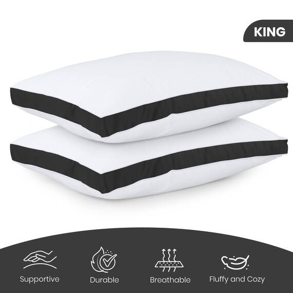 Utopia Bedding Bettkissen zum Schlafen King Size (schwarz), 2er-Set, kühlende Hotelqualität, Zwickelkissen für Rücken-, Bauch- oder Seitenschläfer