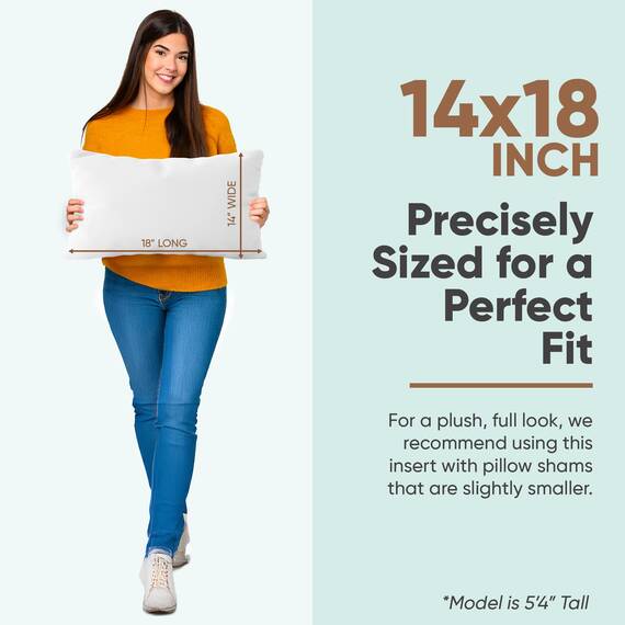 Pillowflex Synthetische Daunenkissen, 35,6 x 45,7 cm, Daunen-Alternativkissen, ultraweich, kleines Rechteck, Lendenwirbelsäule, Reisekissen, Nacken, Schlafkissen, 1 dekorative Kissenform