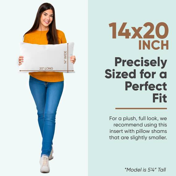 Pillowflex Synthetische Daunenkissen, 35,6 x 50,8 cm, Daunen-Alternativkissen, Lendenkissen-Einsatz für Kissenbezug, Rückenkissen, Reisegröße, Polyester-Nackenkissen, 1 dekorative Kissenform