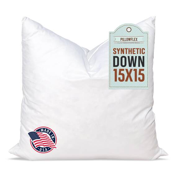 Pillowflex Synthetische Daunenkissen, 38,1 x 38,1 cm, Daunen-Alternative, ultraweiches kleines Dekokissen, Couch-Kissenbezug, Bett-Schlafkissen, 1 dekorative Akzentform