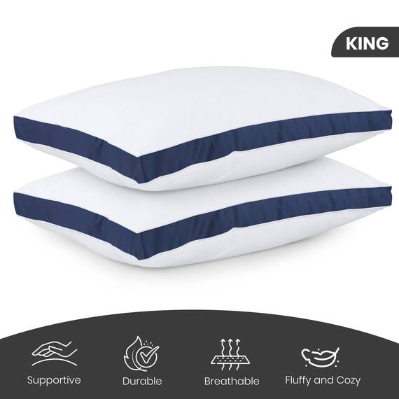 Utopia Bedding Bettkissen zum Schlafen King Size (Marineblau), 2er-Set, kühlende Hotelqualität, Zwickelkissen für Rücken-, Bauch- oder Seitenschläfer
