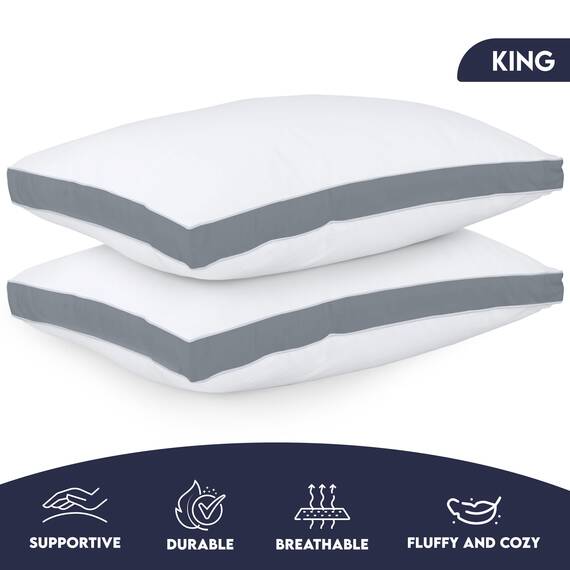 Utopia Bedding Bettkissen zum Schlafen King Size (Grau), 2er-Set, kühlende Hotelqualität, Zwickelkissen für Rücken-, Bauch- oder Seitenschläfer