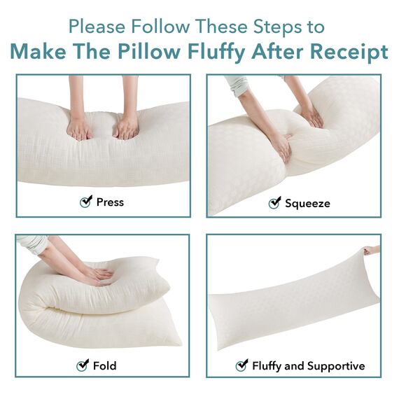 Oubonun Premium Seitenschläferkissen 53 x 137 cm – Langes Körperkissen mit anpassbarer Füllung – Gestepptes Body Pillow mit formstabiler Polyesterfüllung – Schlafkissen für Seitenschläfer