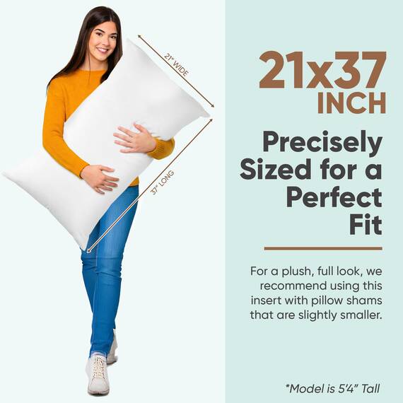 Pillowflex Synthetische Daunenkissen, 53,3 x 94,4 cm, Daunen-Alternativkissen, ultraweich, übergroßes Kingsize-Bett, großer rechteckiger Kissenbezug, 1 dekorative Kissenform