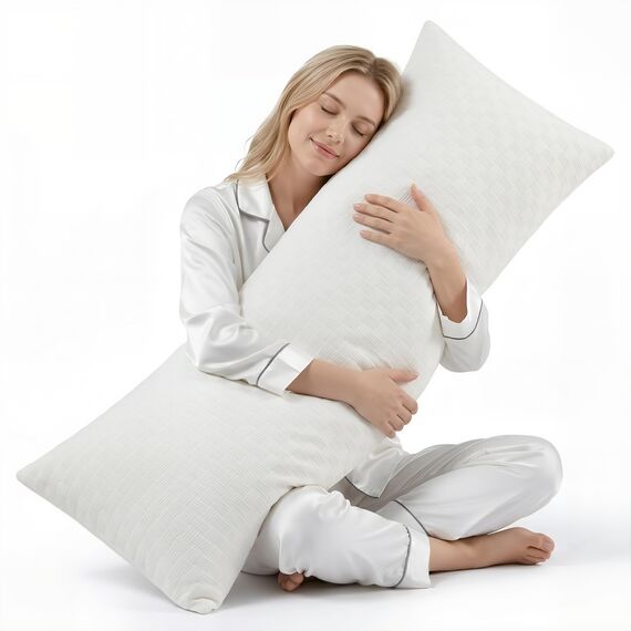 Oubonun Premium Seitenschläferkissen 53 x 137 cm – Langes Körperkissen mit anpassbarer Füllung – Gestepptes Body Pillow mit formstabiler Polyesterfüllung – Schlafkissen für Seitenschläfer