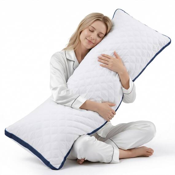 Oubonun Premium Seitenschläferkissen 53 x 137 cm – Langes Körperkissen mit anpassbarer Füllung – Gestepptes Body Pillow mit formstabiler Polyesterfüllung – Schlafkissen für Seitenschläfer