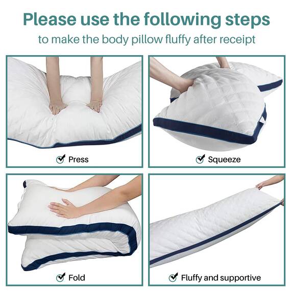Oubonun Premium Seitenschläferkissen 53 x 137 cm – Langes Körperkissen mit anpassbarer Füllung – Gestepptes Body Pillow mit formstabiler Polyesterfüllung – Schlafkissen für Seitenschläfer