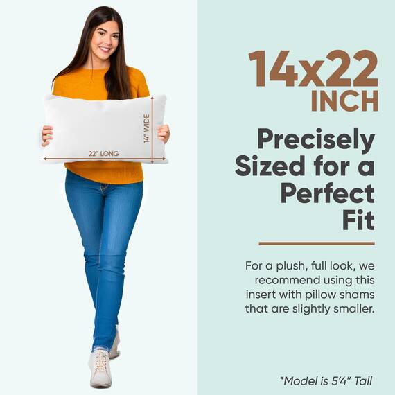 Pillowflex Synthetische Daunenkisseneinlage 356 x 559 cm Daunenalternatives Kissen Lendenkissen für Kissenbezüge Rückenkissen Reisegröße Kissen PolyesterNackenkissen 1 dekorative Kissenform