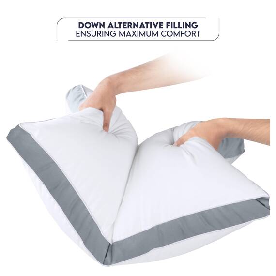 Utopia Bedding Bettkissen zum Schlafen King Size (Grau), 2er-Set, kühlende Hotelqualität, Zwickelkissen für Rücken-, Bauch- oder Seitenschläfer