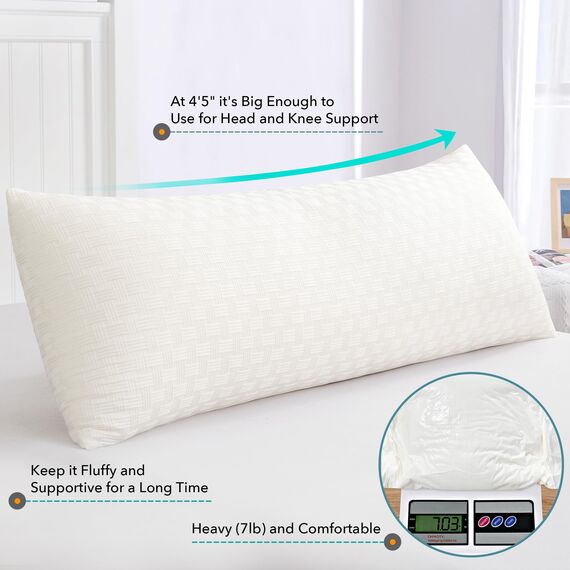 Oubonun Premium Seitenschläferkissen 53 x 137 cm – Langes Körperkissen mit anpassbarer Füllung – Gestepptes Body Pillow mit formstabiler Polyesterfüllung – Schlafkissen für Seitenschläfer