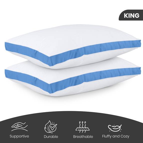 Utopia Bedding Bettkissen zum Schlafen King Size (blau), 2er-Set, kühlende Hotelqualität, Zwickelkissen für Rücken-, Bauch- oder Seitenschläfer