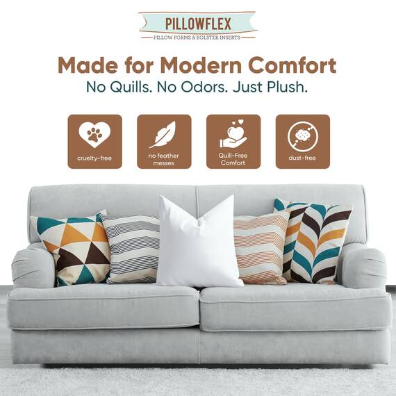 Pillowflex Synthetische Daunenkissen, 40,6 x 40,6 cm, Daunen-Alternative, ultraweiches kleines Dekokissen, Couch-Kissenbezug, Bett-Schlafkissen, 1 dekorative Akzentform