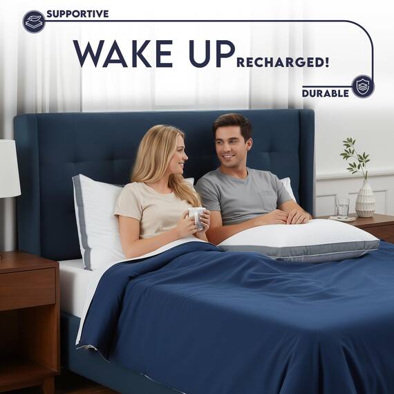 Utopia Bedding Bettkissen zum Schlafen King Size (Grau), 2er-Set, kühlende Hotelqualität, Zwickelkissen für Rücken-, Bauch- oder Seitenschläfer