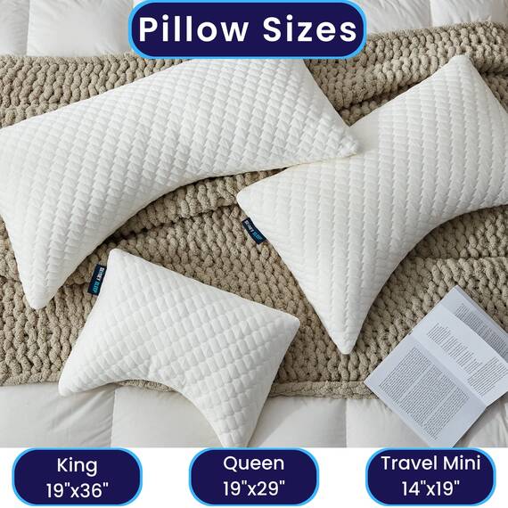 Sidney Sleep Mini-Nackenkissen in Reisegröße – Knie, Rücken, Lendenwirbelsäule und Unterstützung – kleines gebogenes Kissen – 35,6 x 48,3 cm – verstellbarer Loft – waschbar – Rucksack mit Kordelzug im