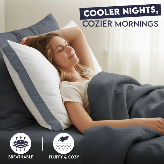 Utopia Bedding Bettkissen zum Schlafen King Size (Grau), 2er-Set, kühlende Hotelqualität, Zwickelkissen für Rücken-, Bauch- oder Seitenschläfer
