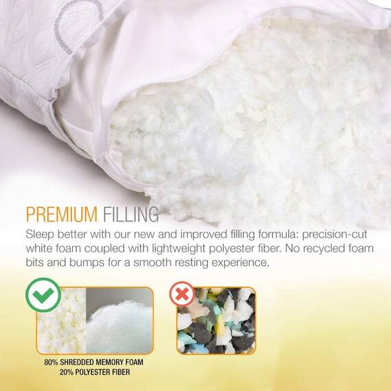 WonderSleep Premium verstellbares Loft [Queen Size 2er-Pack] – geschredderter Memory-Schaumstoff für die Heim- und Hotelkollektion + waschbarer, abnehmbarer, kühlender Viskosebezug aus Bambus