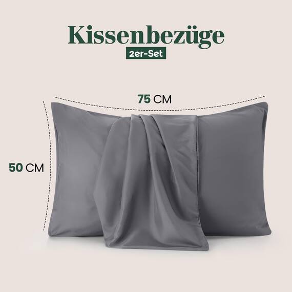 Utopia Bedding – 2er-Set Kissenbezüge – 50 x 75 cm – Oeko-TEX – Gebürstete Mikrofaser, 100% Polyester, mit Umschlagverschluss (Kissenfüllung Nicht enthalten), nur Kissenbezug – Grau
