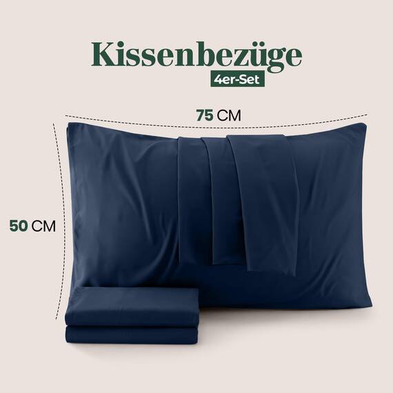 Utopia Bedding – 4er-Set Kissenbezüge – 50 x 75 cm – Oeko-TEX – Gebürstete Mikrofaser, 100% Polyester, mit Umschlagverschluss (Kissenfüllung Nicht enthalten), nur Kissenbezug – Marineblau