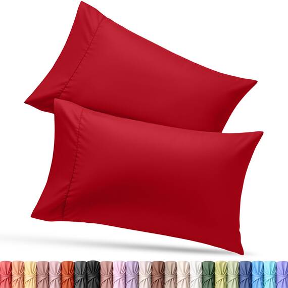 Utopia Bedding Queen-Kissenbezüge – 2er-Pack – Hotelverschluss – weicher, gebürsteter Mikrofaserstoff – schrumpf- und farbecht, Kissenbezüge 20 X 30 Inches (Queen, Rot)