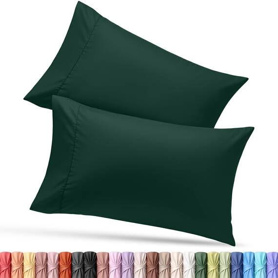 Utopia Bedding Standard-Kissenbezüge – 2er-Pack – Hotelverschluss – weicher, gebürsteter Mikrofaserstoff – schrumpf- und farbecht, Kissenbezüge 20 X 26 Inches (Standard, Smaragdgrün)