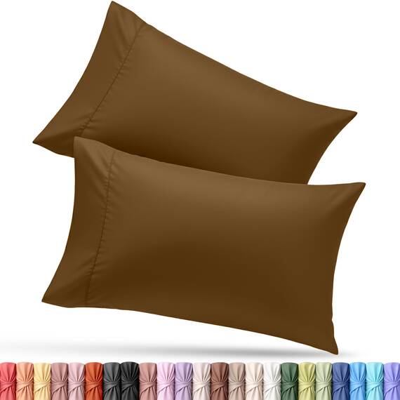 Utopia Bedding Queen-Kissenbezüge – 2er-Pack – Hotelverschluss – weicher, gebürsteter Mikrofaserstoff – schrumpf- und farbecht, Kissenbezüge 20 X 30 Inches (Queen, Mokka)