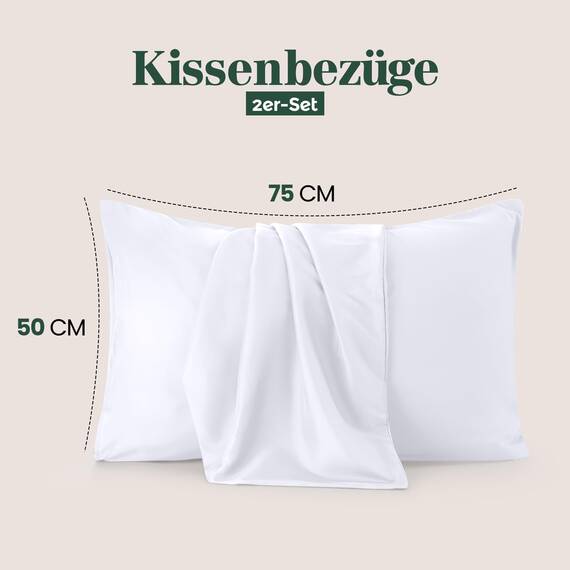 Utopia Bedding – 2er-Set Kissenbezüge – 50 x 75 cm – Oeko-TEX – Gebürstete Mikrofaser, 100% Polyester, mit Umschlagverschluss (Kissenfüllung Nicht enthalten), nur Kissenbezug – Weiß