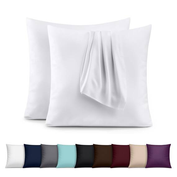 Utopia Bedding – 2er-Set Kissenbezüge – 60 x 60 cm – Oeko-TEX – Gebürstete Mikrofaser, 100% Polyester, mit Umschlagverschluss (Kissenfüllung Nicht enthalten), nur Kissenbezug – Weiß