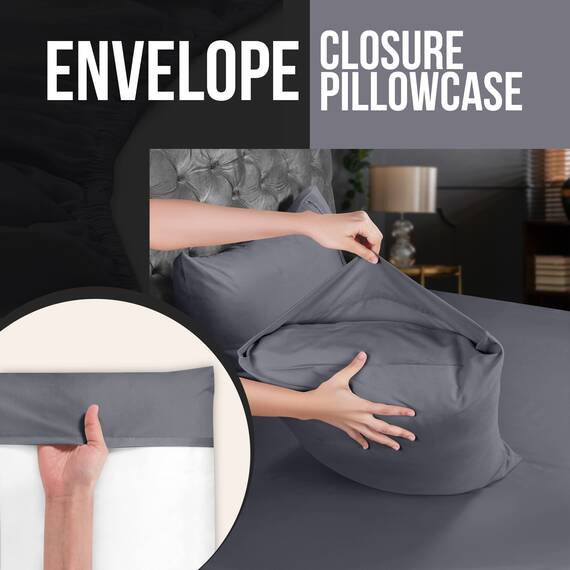 Utopia Bedding Queen-Kissenbezüge – 4er-Pack – Hotelverschluss – weicher, gebürsteter Mikrofaserstoff – schrumpf- und farbecht, Kissenbezüge, Queen-Size, 20 X 30 Inches (grau)