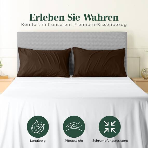 Utopia Bedding – 4er-Set Kissenbezüge – 50 x 75 cm – Oeko-TEX – Gebürstete Mikrofaser, 100% Polyester, mit Umschlagverschluss (Kissenfüllung Nicht enthalten), nur Kissenbezug – Braun