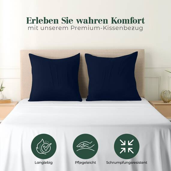 Utopia Bedding – 4er-Set Kissenbezüge – 65 x 65 cm – Oeko-TEX – Gebürstete Mikrofaser, 100% Polyester, mit Umschlagverschluss (Kissenfüllung Nicht enthalten), nur Kissenbezug – Marineblau