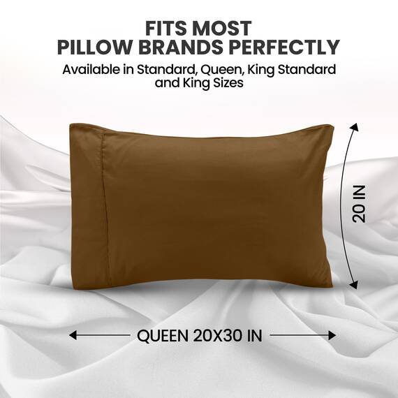 Utopia Bedding Queen-Kissenbezüge – 2er-Pack – Hotelverschluss – weicher, gebürsteter Mikrofaserstoff – schrumpf- und farbecht, Kissenbezüge 20 X 30 Inches (Queen, Mokka)