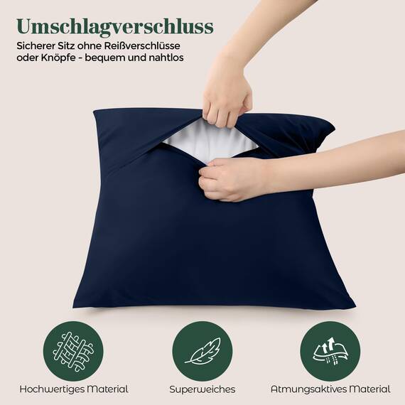 Utopia Bedding – 4er-Set Kissenbezüge – 60 x 60 cm – Oeko-TEX – Gebürstete Mikrofaser, 100% Polyester, mit Umschlagverschluss (Kissenfüllung Nicht enthalten), nur Kissenbezug – Marineblau